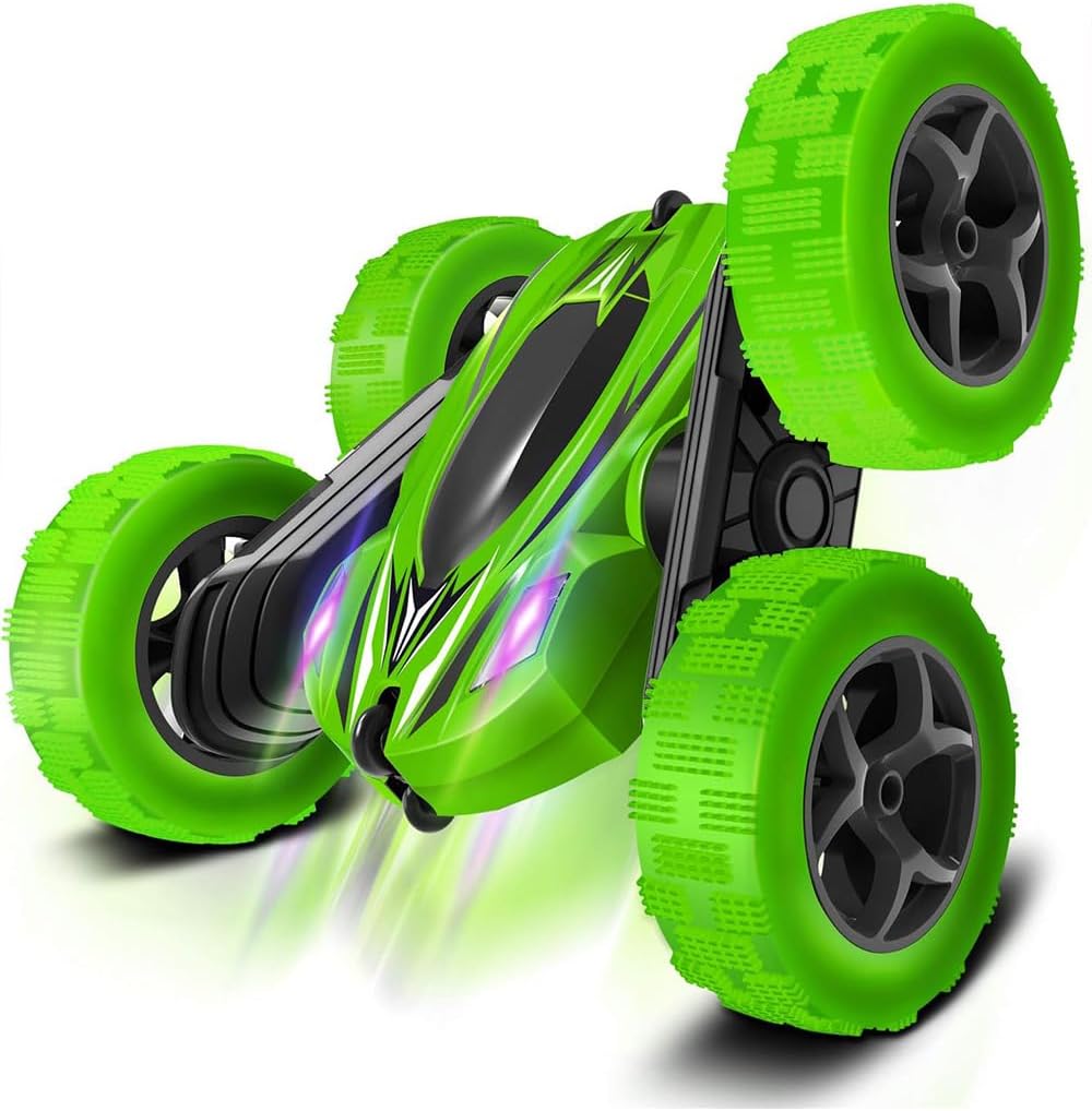 4WD Double-Sided 360° Stunt RC Car – 2.4GHz Remote Control Toy with LED Headlights, All-Terrain Flip & Spin Action – Perfect Gift for Kids (6+), Assorted ColorsToys & GamesS2C RC Stunt Car: Thrilling 360° Tumbles Anywhere, Anytime Unleash the adventurer i